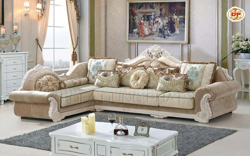 sofa phòng khách đẹp góc chữ L kiểu cổ điển