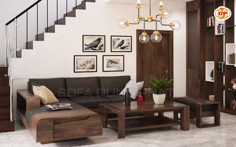 mẫu sofa gỗ phòng khách hiện đại