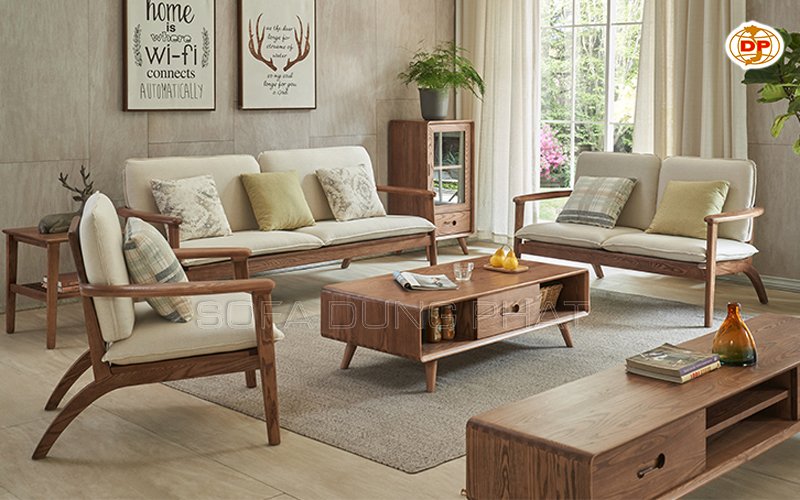 sofa gỗ phòng khách hiện đại đẹp