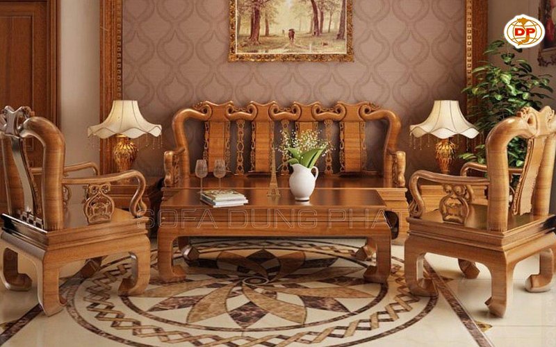 sofa gỗ phòng khách hiện đại dễ vệ sinh