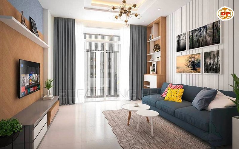 kê đặt sofa phòng khách nhà ống
