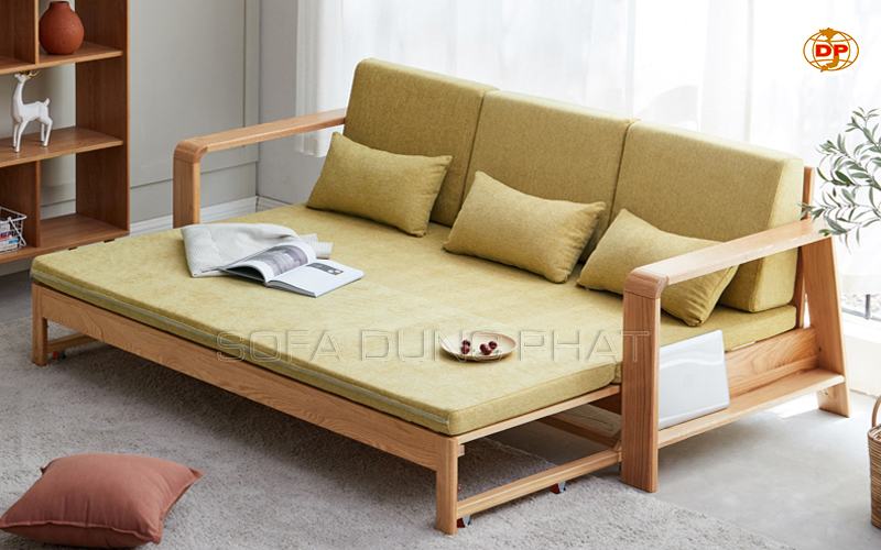 sofa giường bằng gỗ đa năng và tiện nghi