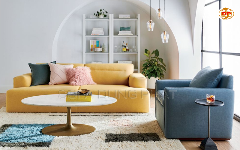 sofa phòng khách màu vàng chất lượng cao